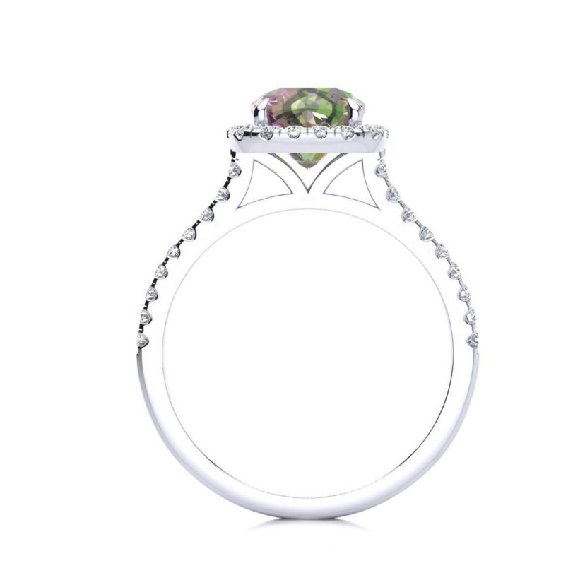 2 ct. t.w. Cushion Cut Mystic Topaz and Halo Diamond Ring In Sterling Silver