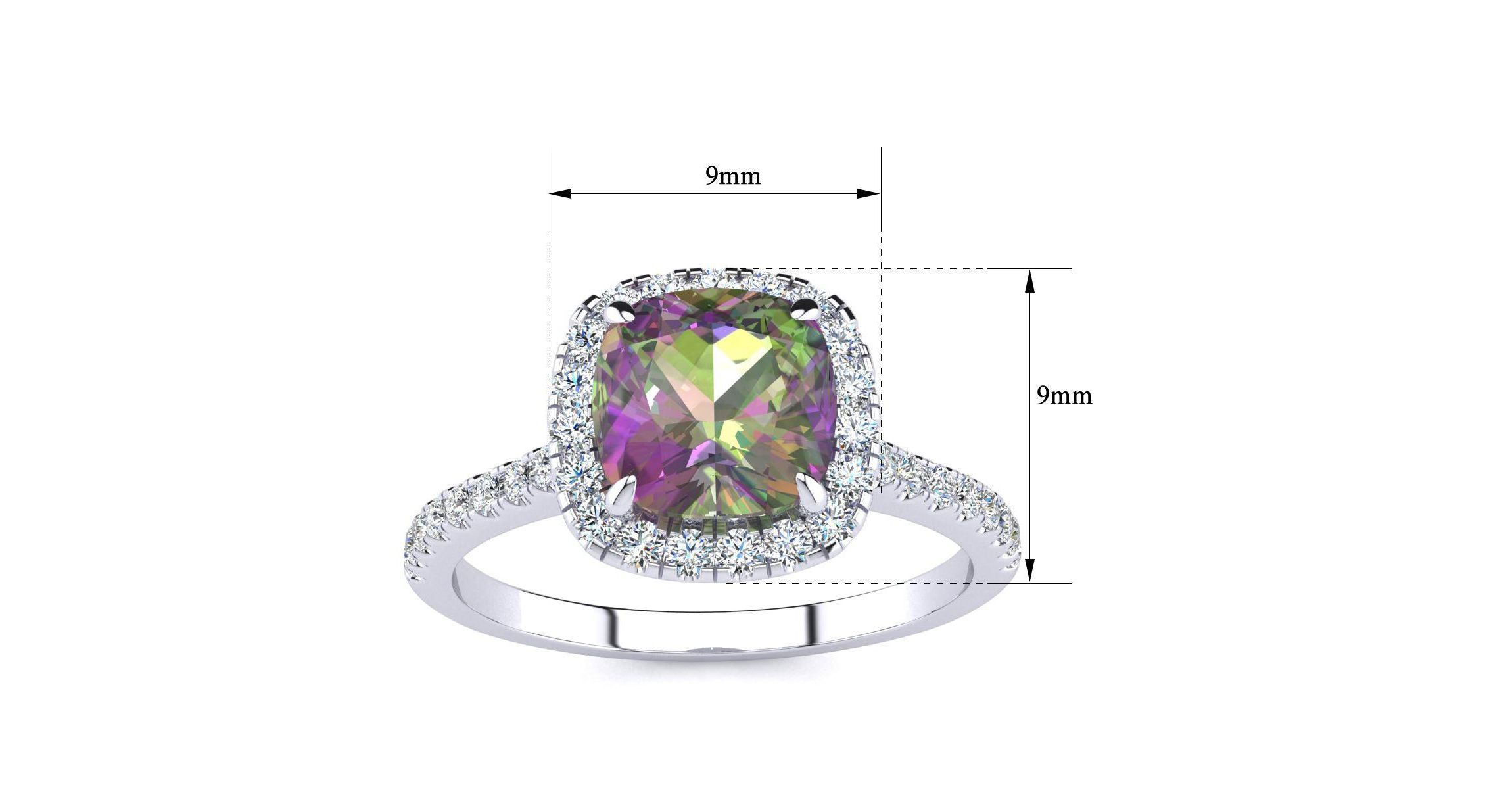 2 ct. t.w. Cushion Cut Mystic Topaz and Halo Diamond Ring In Sterling Silver