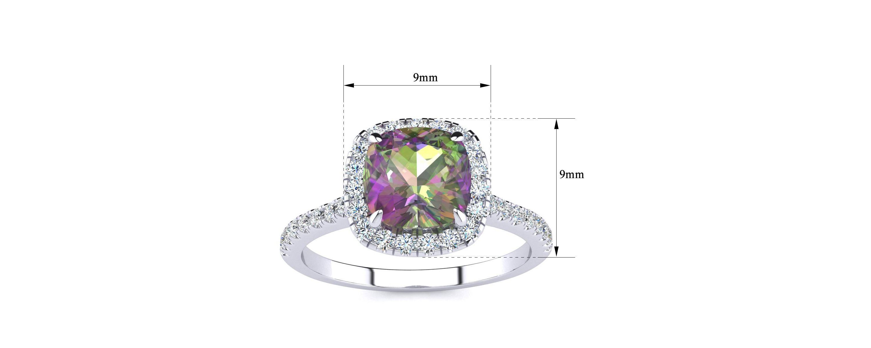 2 ct. t.w. Cushion Cut Mystic Topaz and Halo Diamond Ring In Sterling Silver