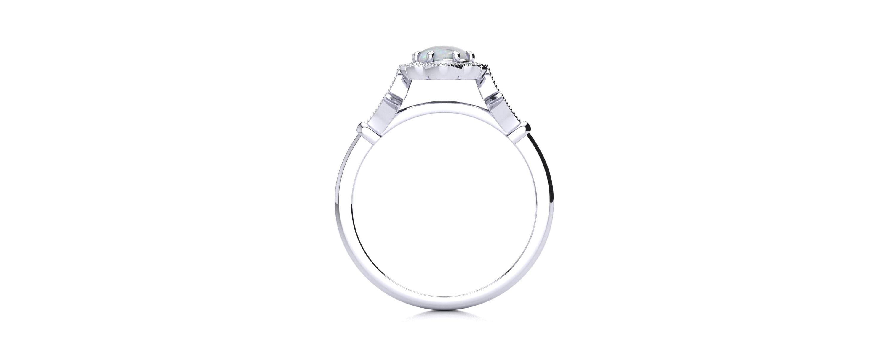 Lab Created 1 ct. t.w. Oval Shape Created Opal and Halo Diamond Ring In Sterling Silver