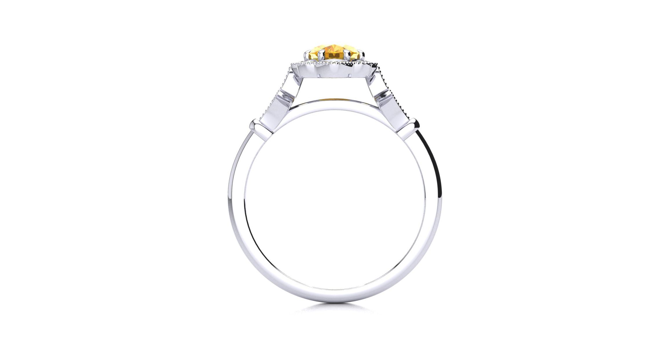1 ct. t.w. Oval Shape Citrine and Halo Diamond Ring In Sterling Silver
