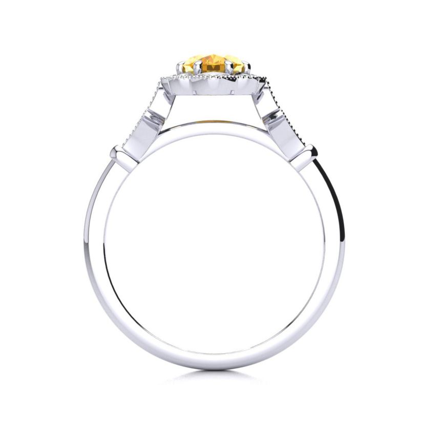 1 ct. t.w. Oval Shape Citrine and Halo Diamond Ring In Sterling Silver