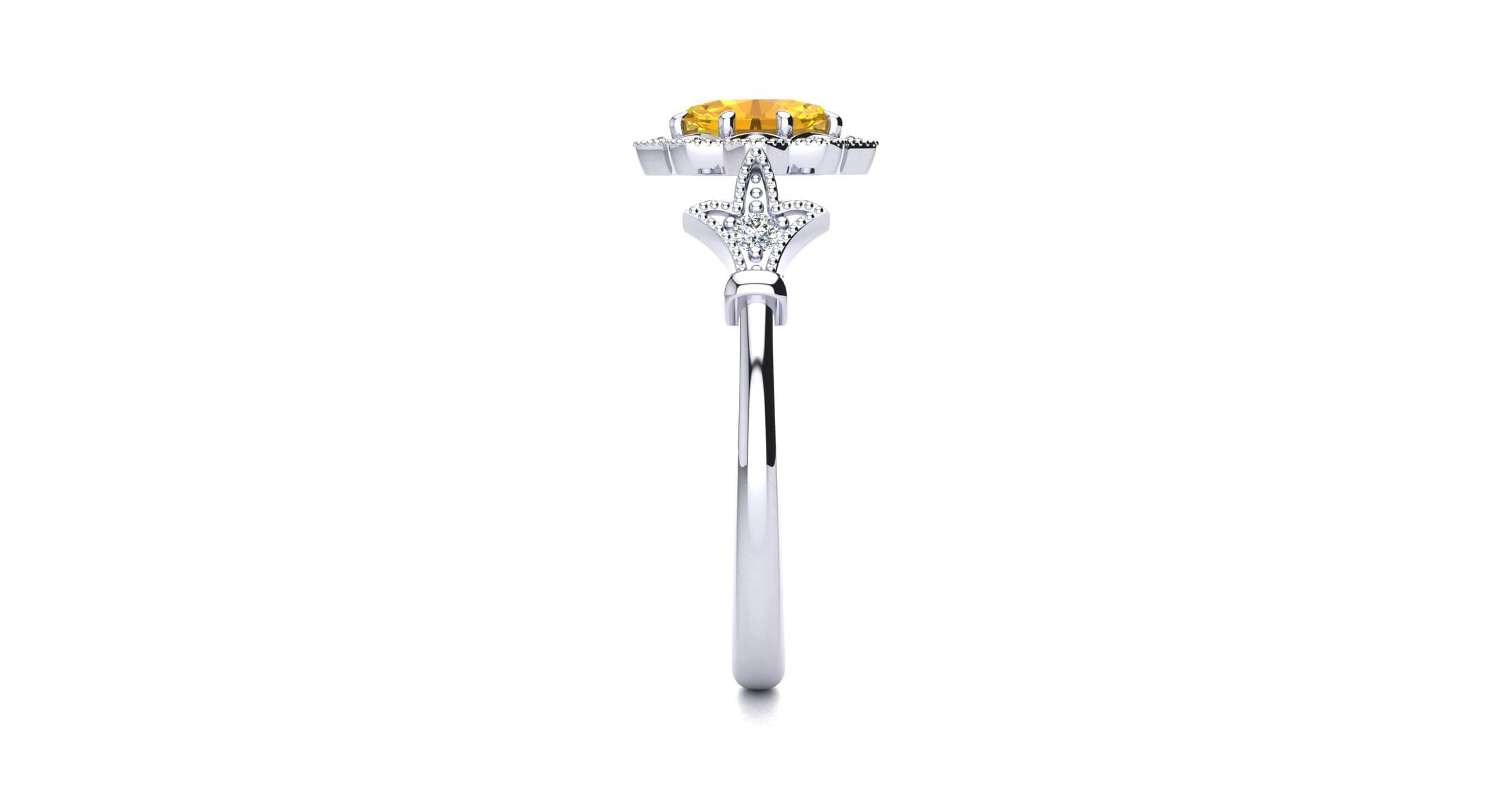 1 ct. t.w. Oval Shape Citrine and Halo Diamond Ring In Sterling Silver