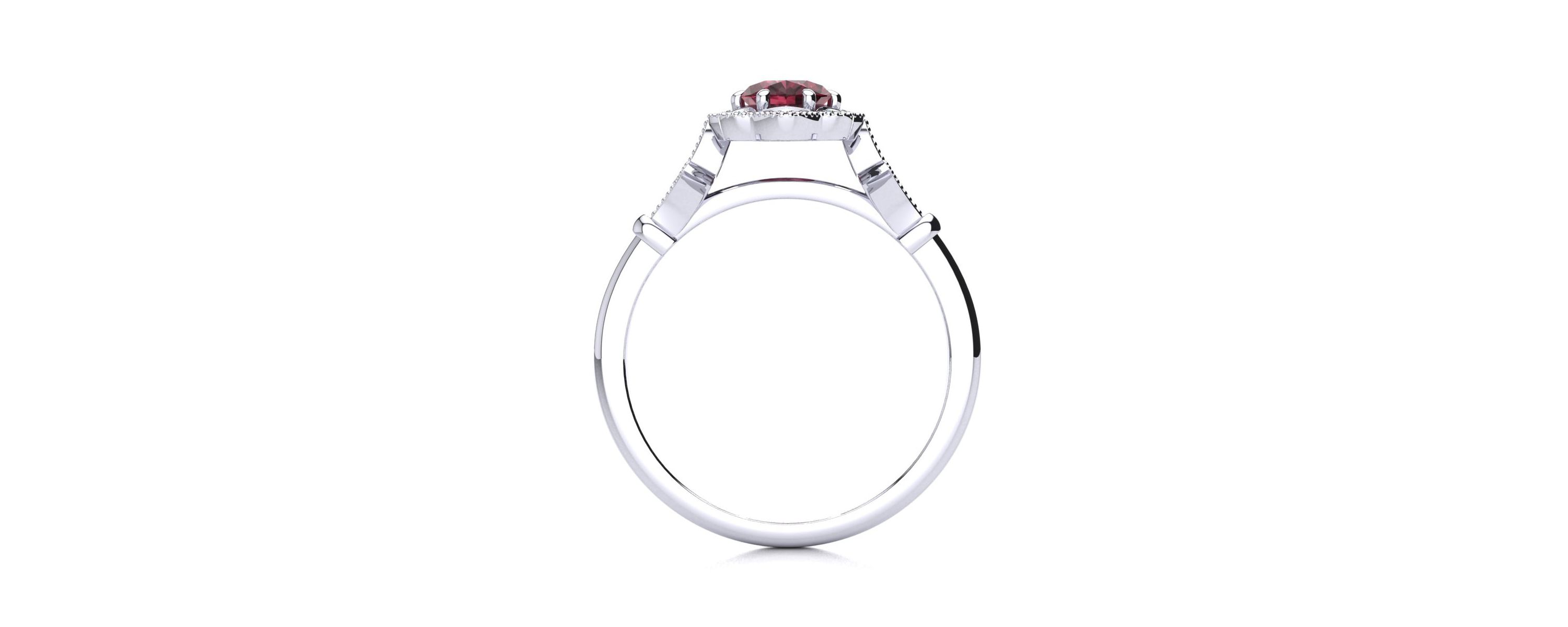 1 ct. t.w. Oval Shape Garnet and Halo Diamond Ring In Sterling Silver