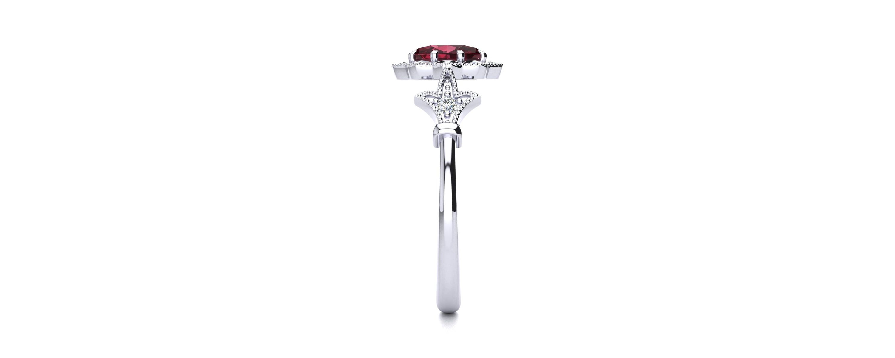 1 ct. t.w. Oval Shape Garnet and Halo Diamond Ring In Sterling Silver