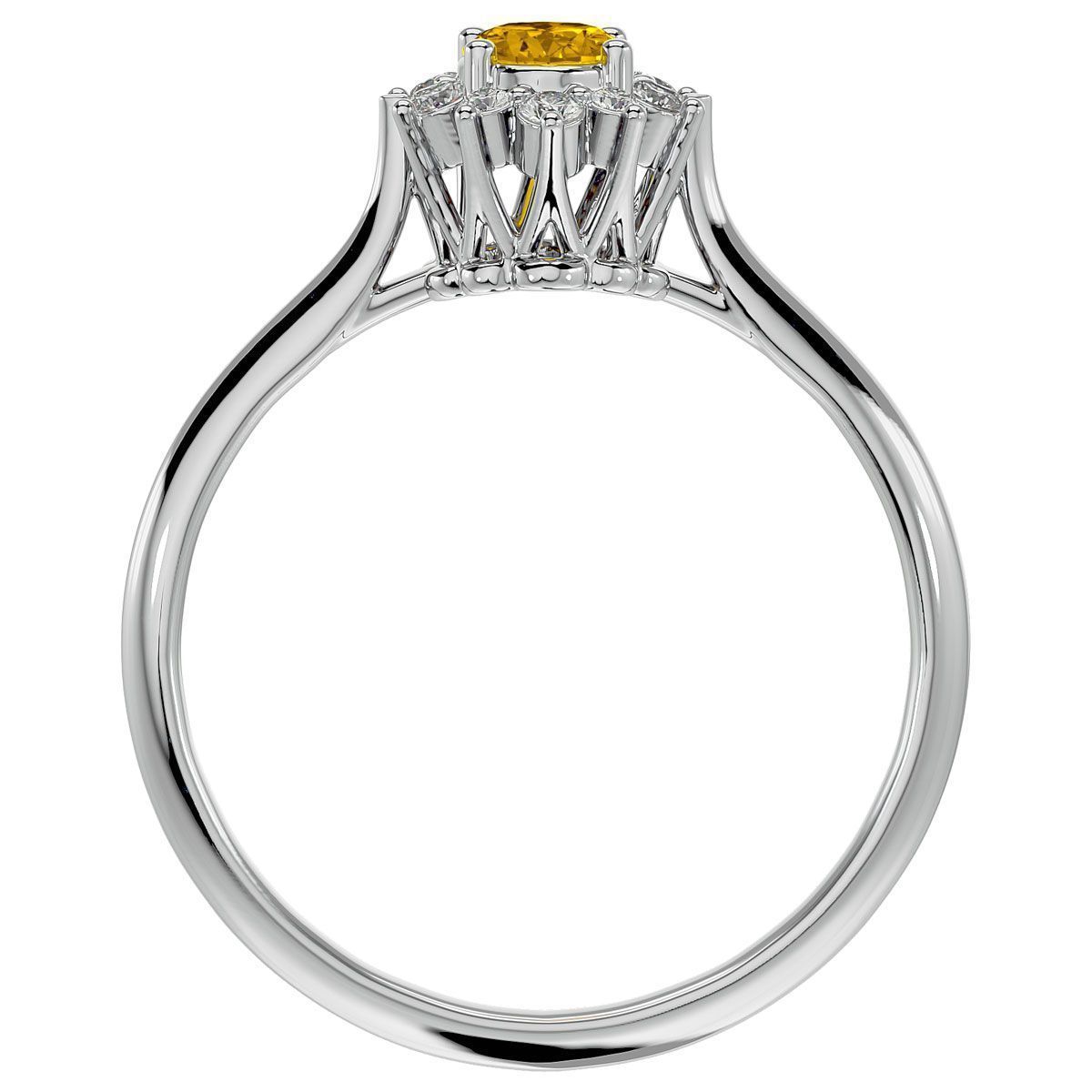 2/3 ct. t.w. Oval Shape Citrine and Halo Diamond Ring In Sterling Silver