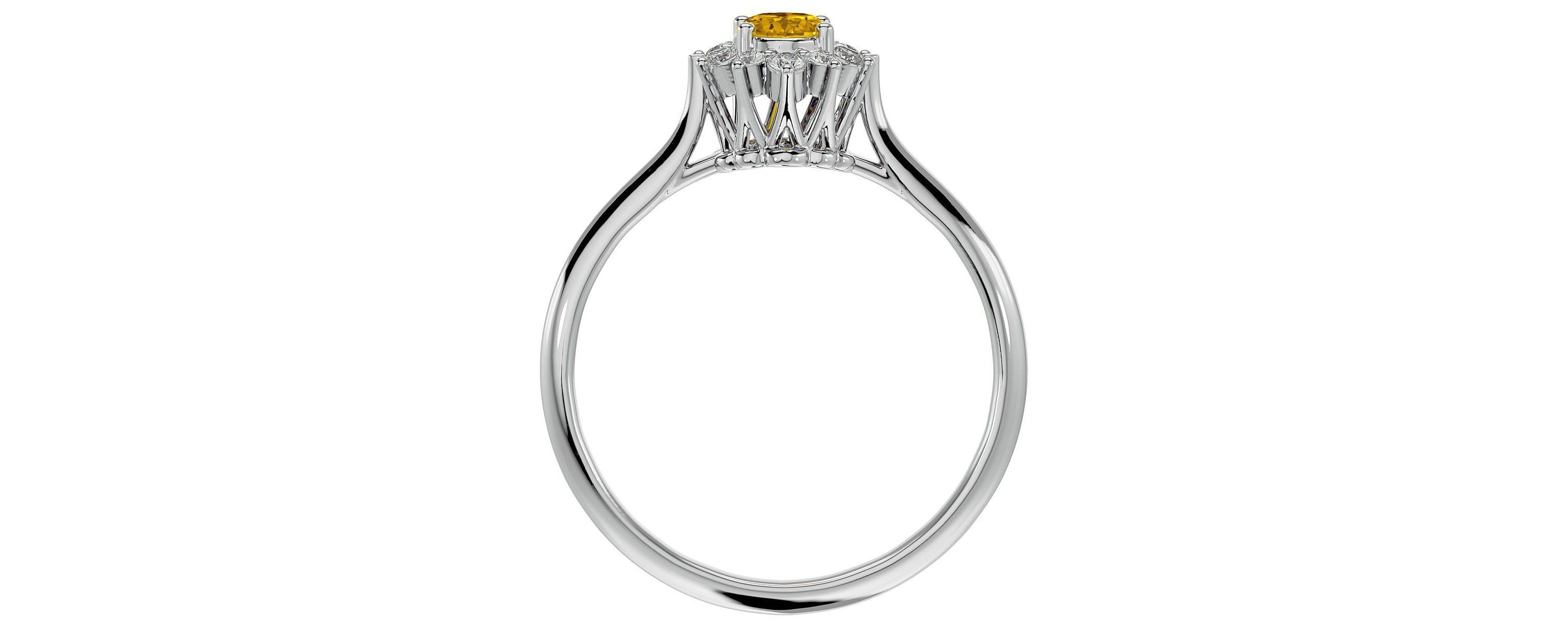 2/3 ct. t.w. Oval Shape Citrine and Halo Diamond Ring In Sterling Silver