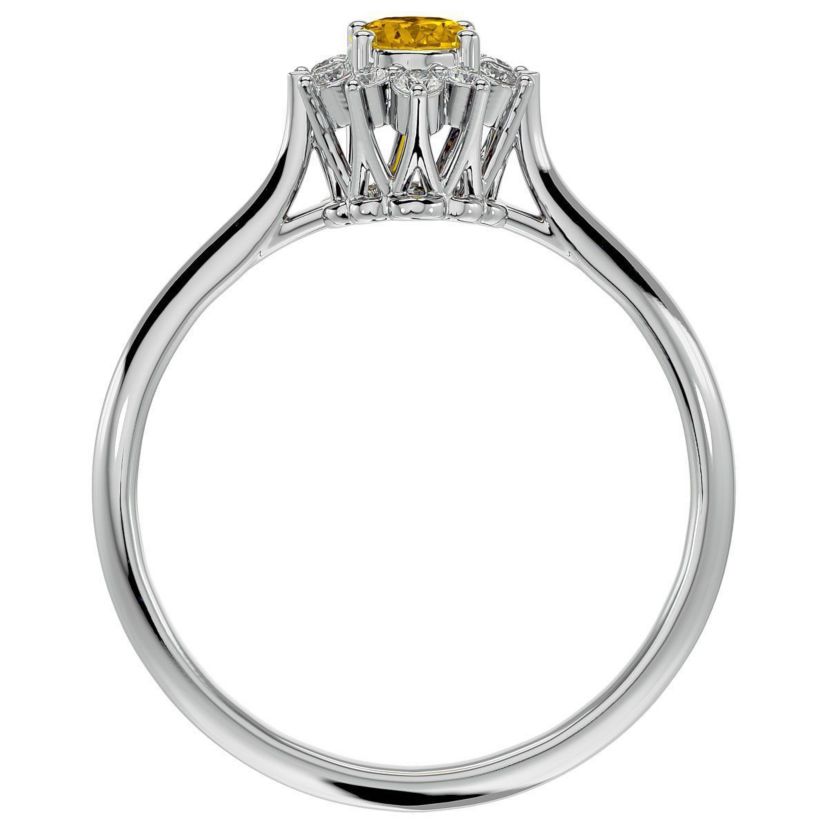 2/3 ct. t.w. Oval Shape Citrine and Halo Diamond Ring In Sterling Silver