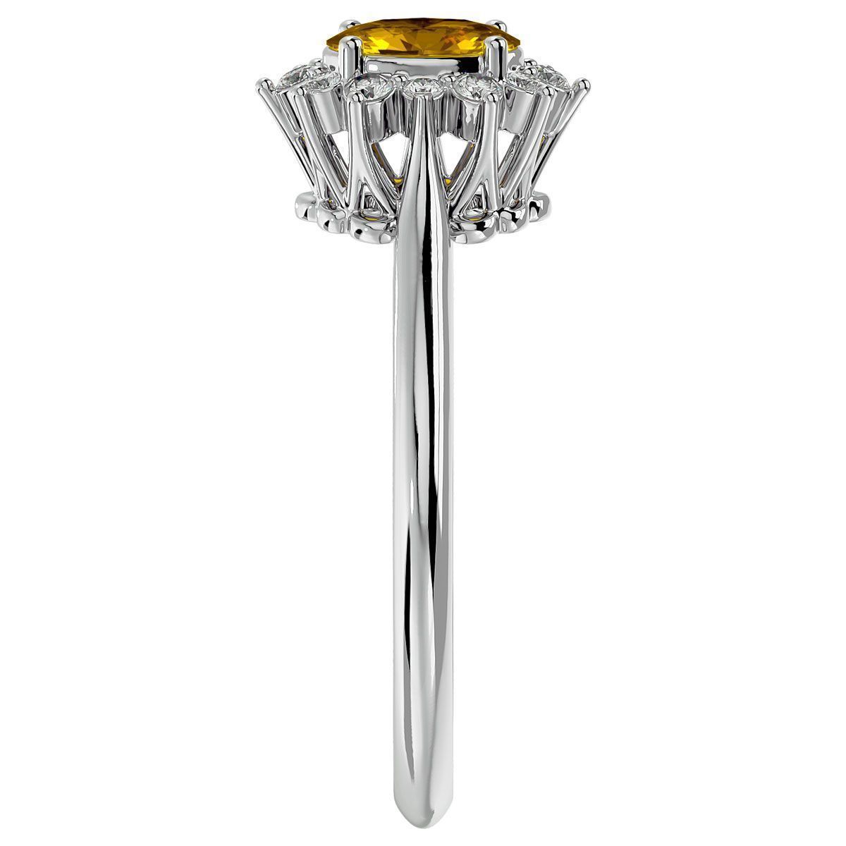 2/3 ct. t.w. Oval Shape Citrine and Halo Diamond Ring In Sterling Silver