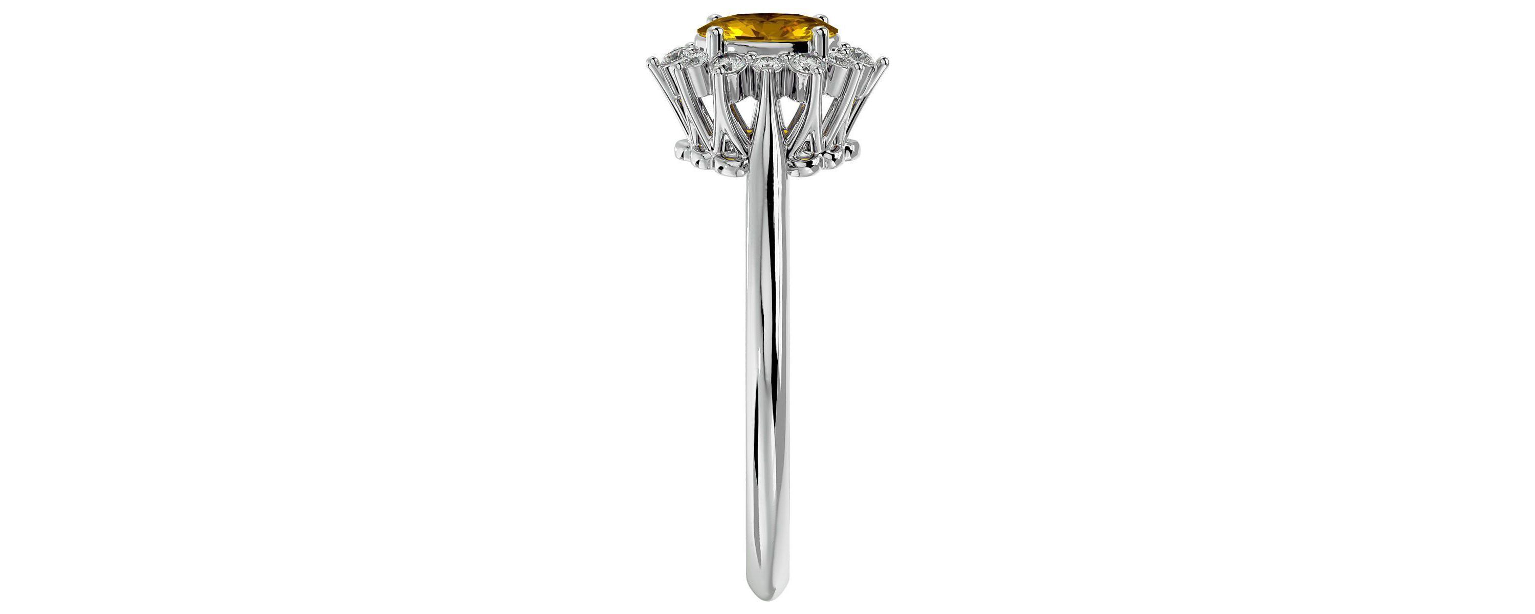 2/3 ct. t.w. Oval Shape Citrine and Halo Diamond Ring In Sterling Silver