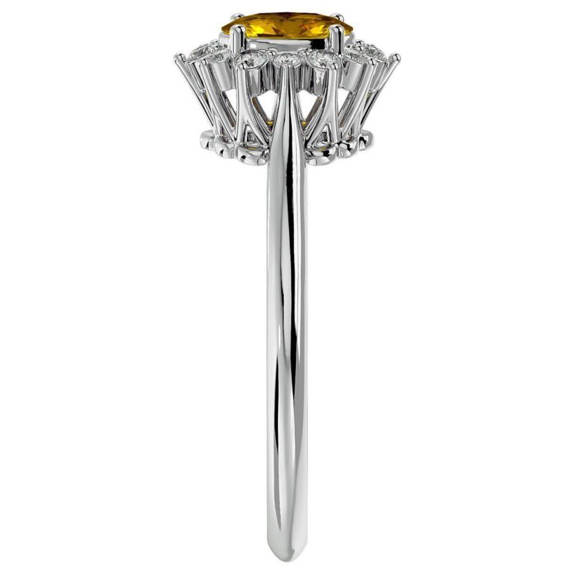 2/3 ct. t.w. Oval Shape Citrine and Halo Diamond Ring In Sterling Silver