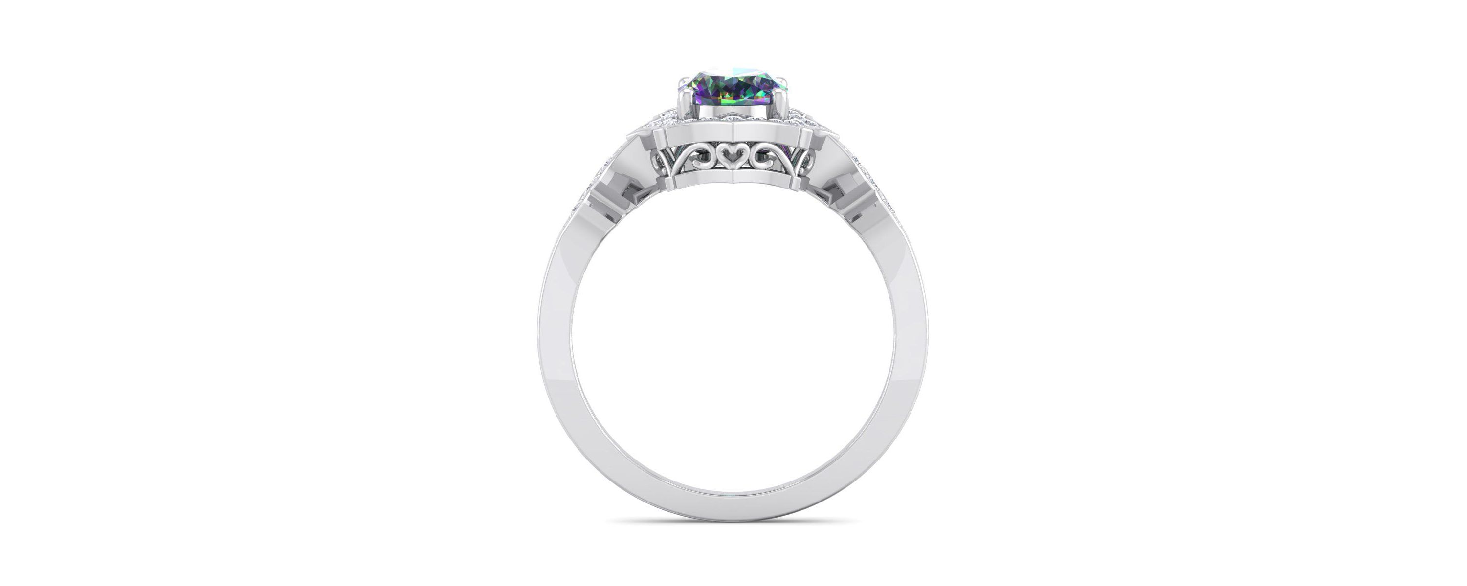 1 1/2 ct. t.w. Oval Shape Mystic Topaz and Halo Diamond Ring In Sterling Silver