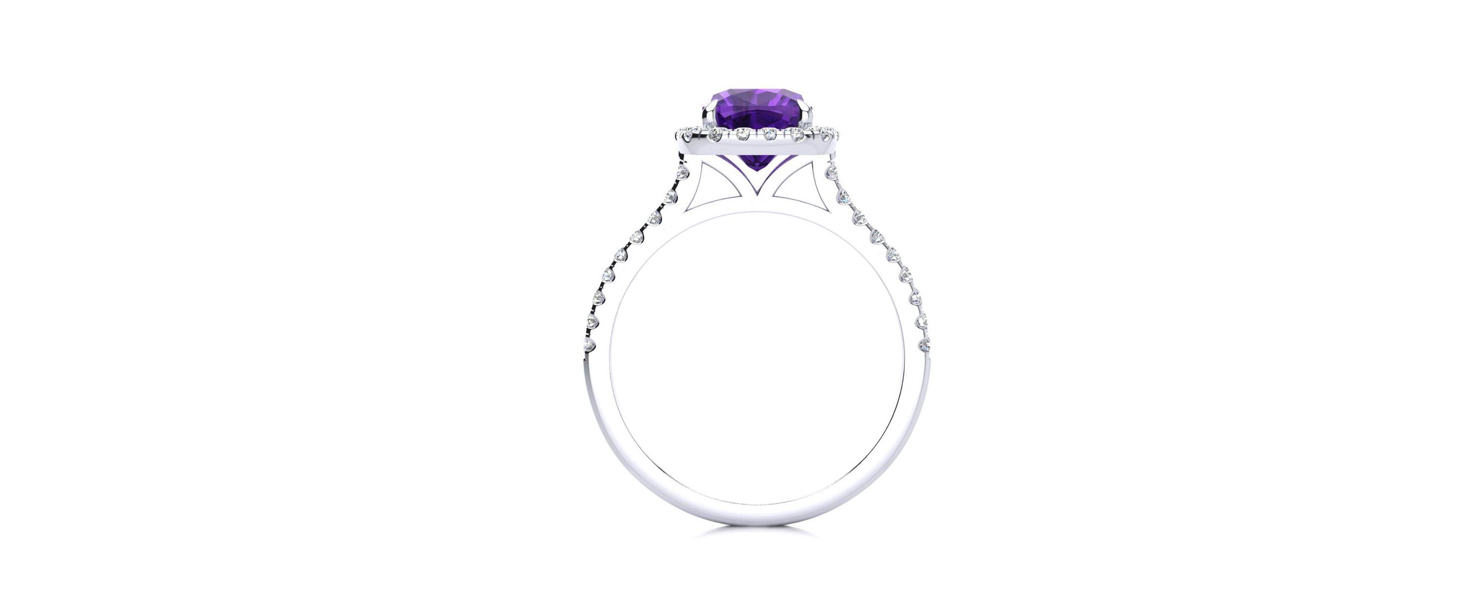 2 ct. t.w. Cushion Cut Amethyst and Halo Diamond Ring In Sterling Silver