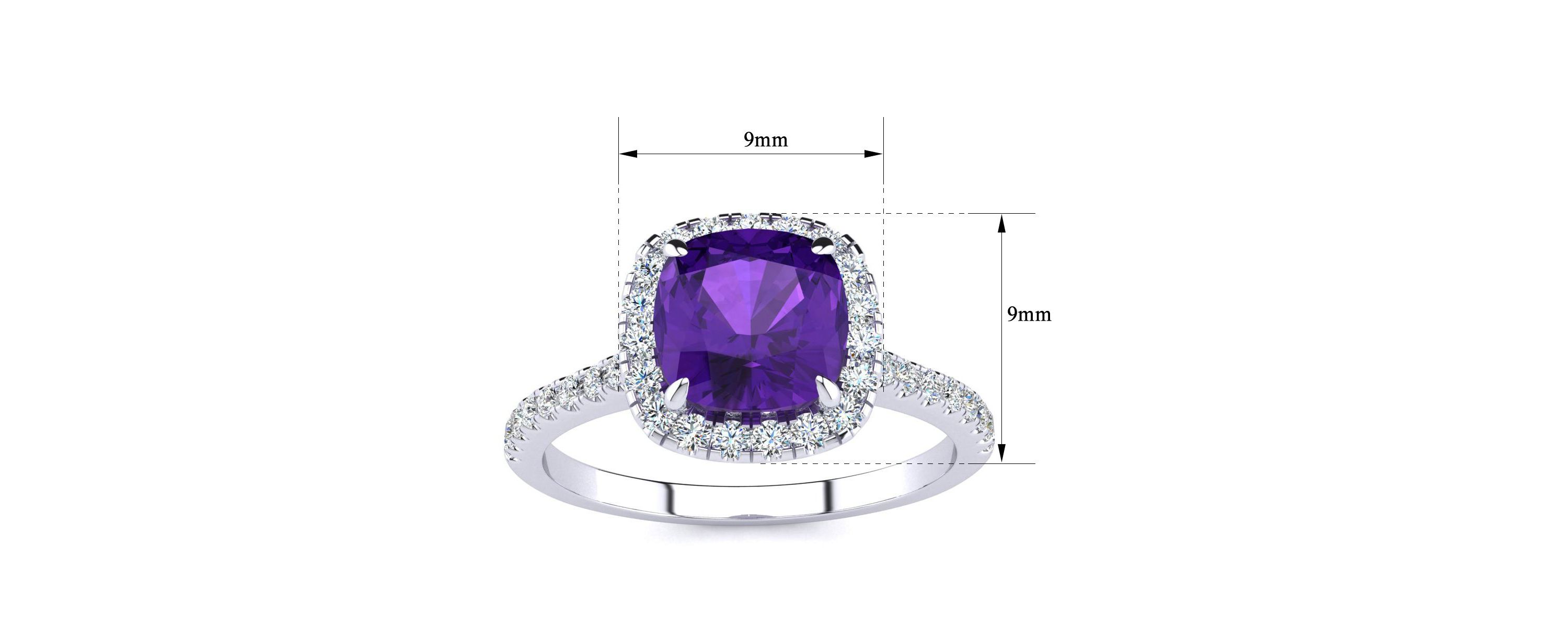 2 ct. t.w. Cushion Cut Amethyst and Halo Diamond Ring In Sterling Silver