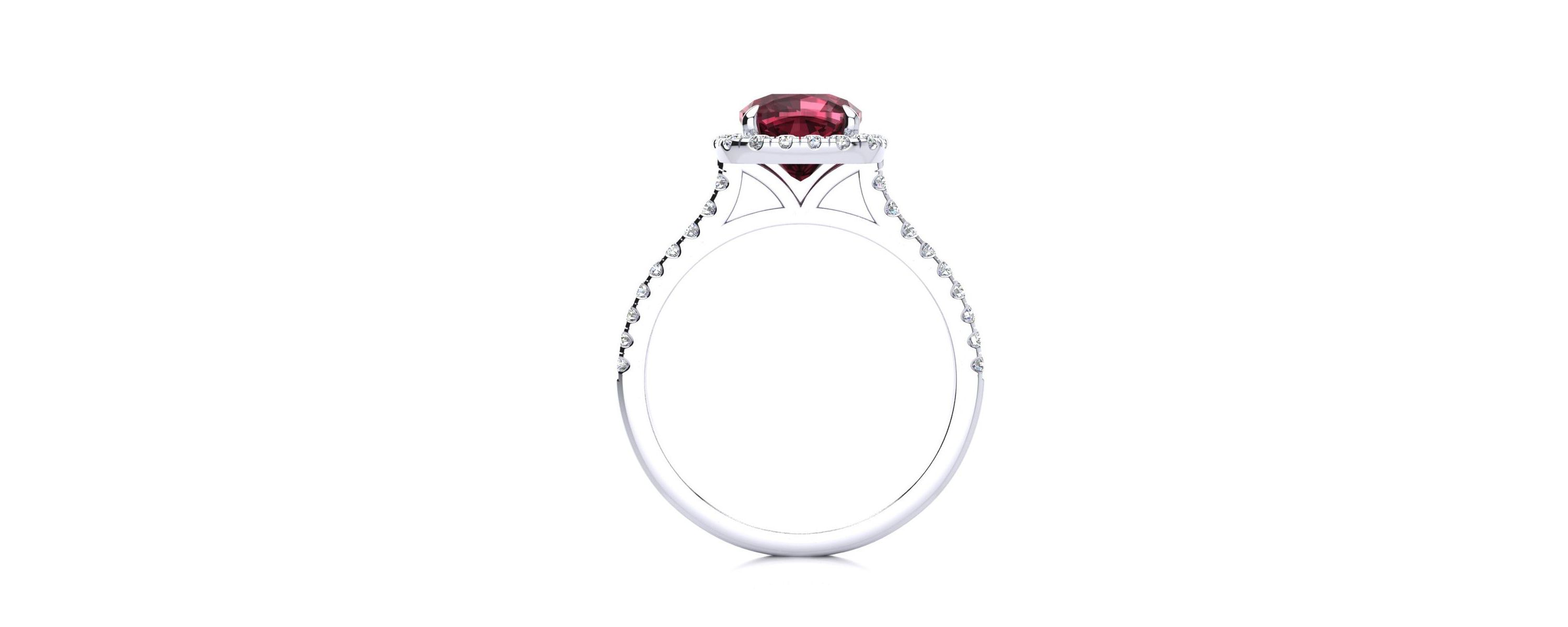 2 ct. t.w. Cushion Cut Garnet and Halo Diamond Ring In Sterling Silver