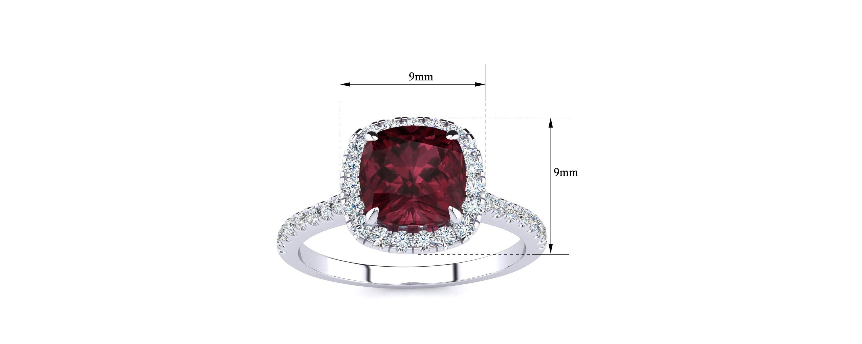 2 ct. t.w. Cushion Cut Garnet and Halo Diamond Ring In Sterling Silver