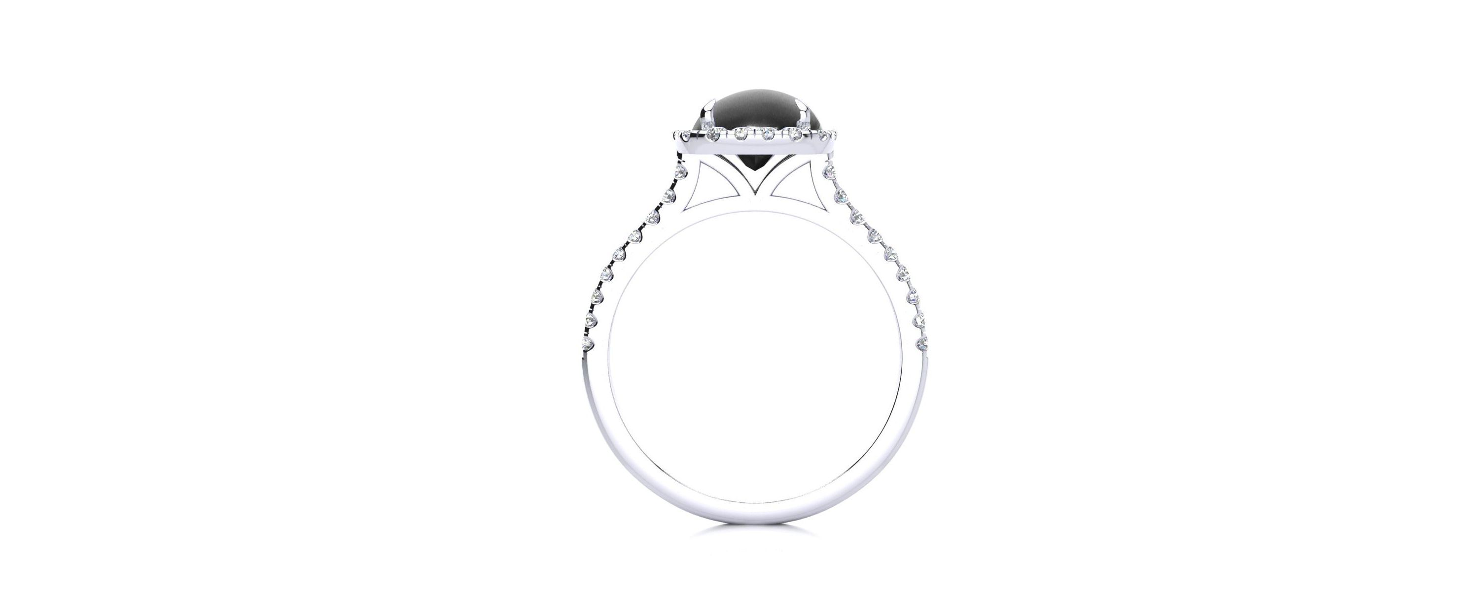 2 ct. t.w. Cushion Cut Black Onyx and Halo Diamond Ring In Sterling Silver