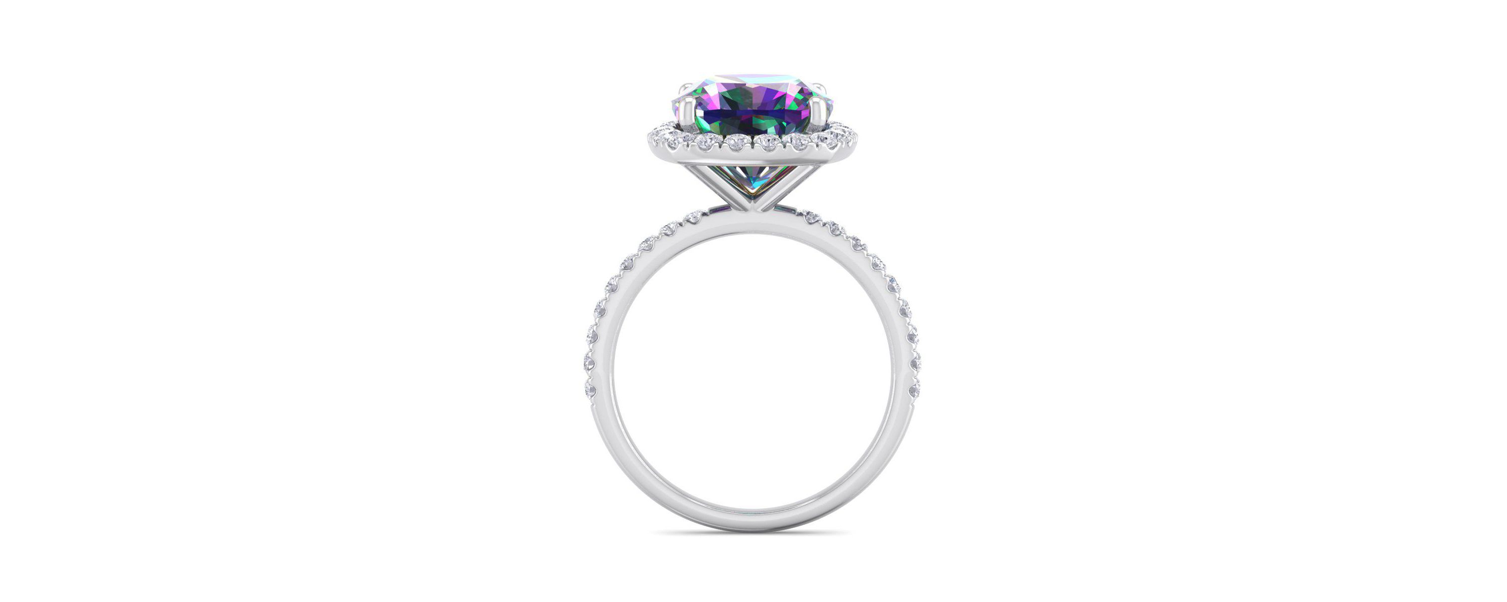 5 1/2 ct. t.w. Cushion Cut Mystic Topaz and Double Halo Diamond Ring In Sterling Silver