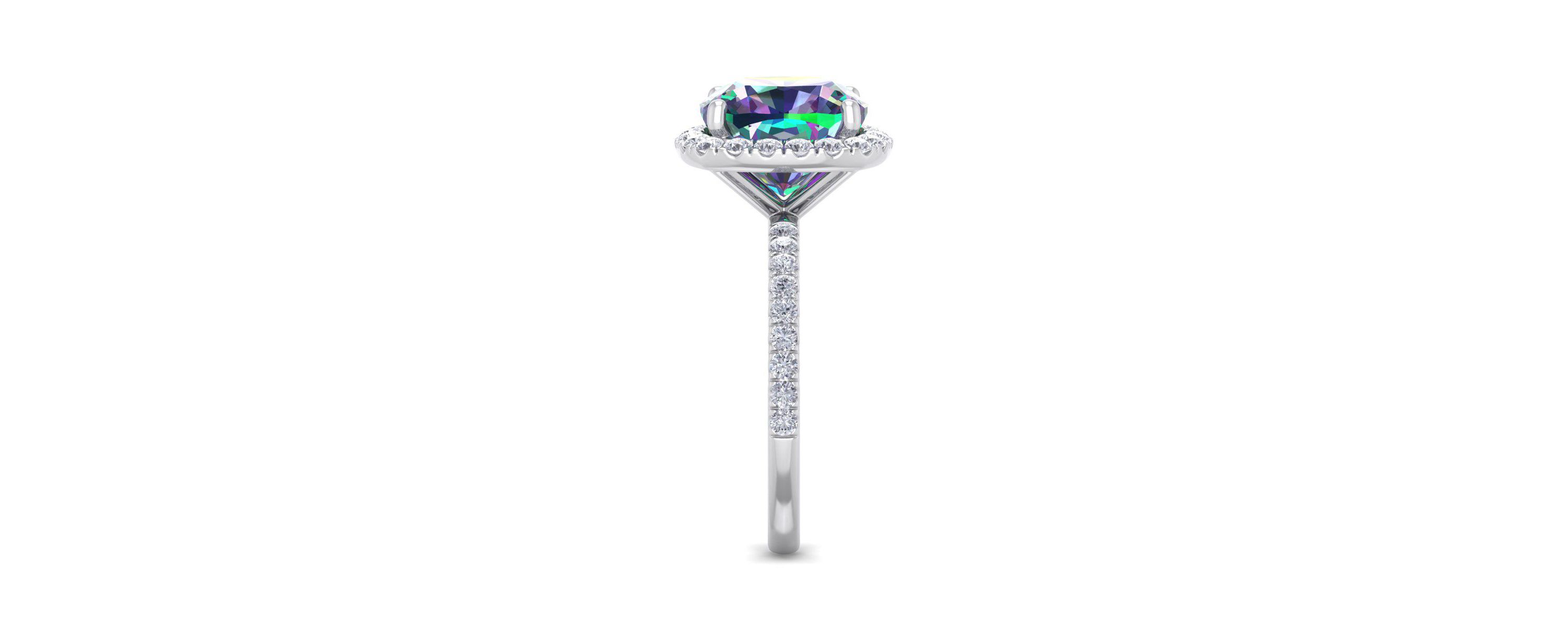 5 1/2 ct. t.w. Cushion Cut Mystic Topaz and Double Halo Diamond Ring In Sterling Silver