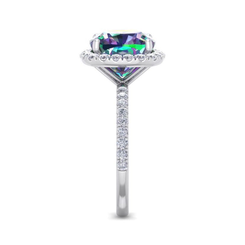 5 1/2 ct. t.w. Cushion Cut Mystic Topaz and Double Halo Diamond Ring In Sterling Silver