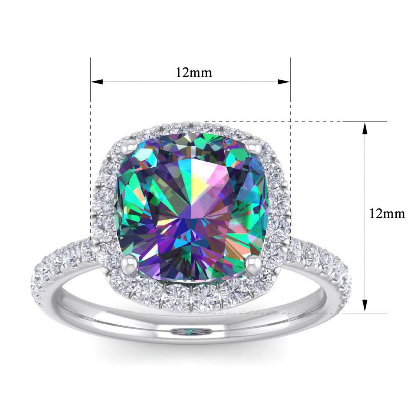 5 1/2 ct. t.w. Cushion Cut Mystic Topaz and Double Halo Diamond Ring In Sterling Silver