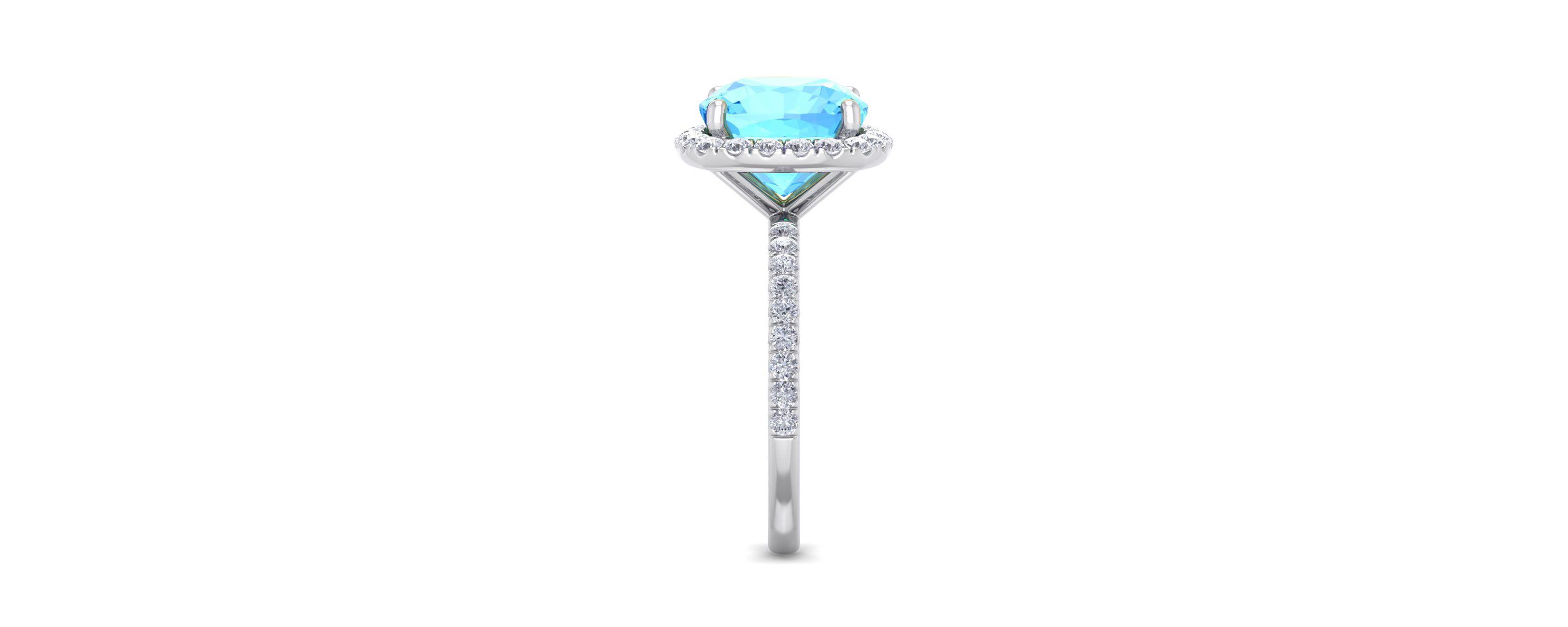 5 1/2 ct. t.w. Cushion Cut Blue Topaz and Double Halo Diamond Ring In Sterling Silver