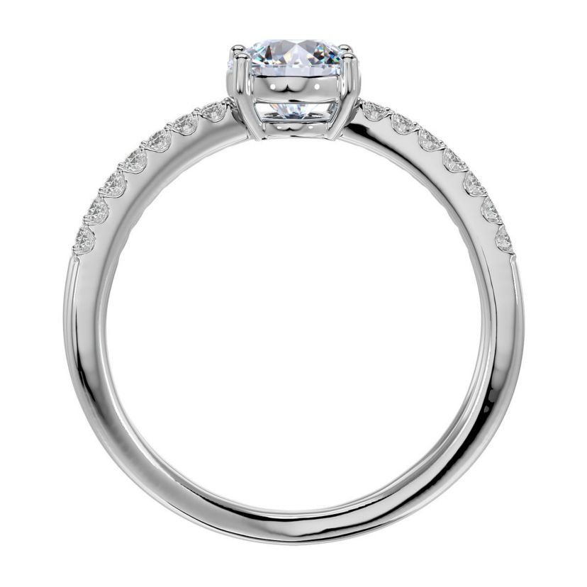 Lab Created 1 1/2 ct. t.w. Oval Shape Moissanite and Halo Diamond Ring In Sterling Silver