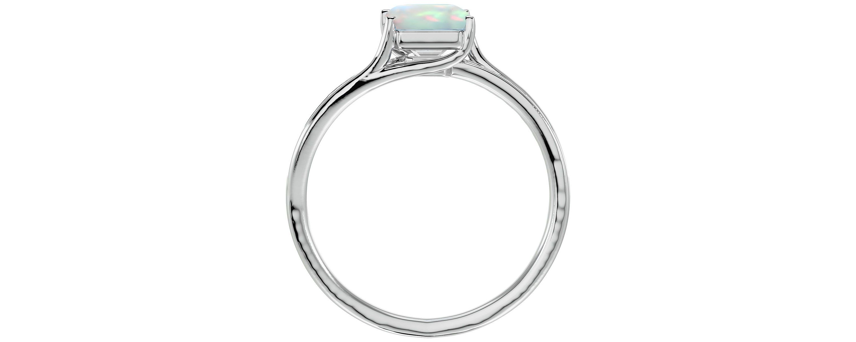 Lab Created 1 3/4 ct. t.w. Emerald Shape Created Opal and Diamond Ring In Sterling Silver