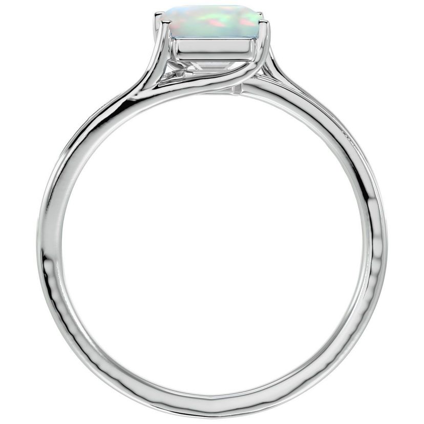 Lab Created 1 3/4 ct. t.w. Emerald Shape Created Opal and Diamond Ring In Sterling Silver