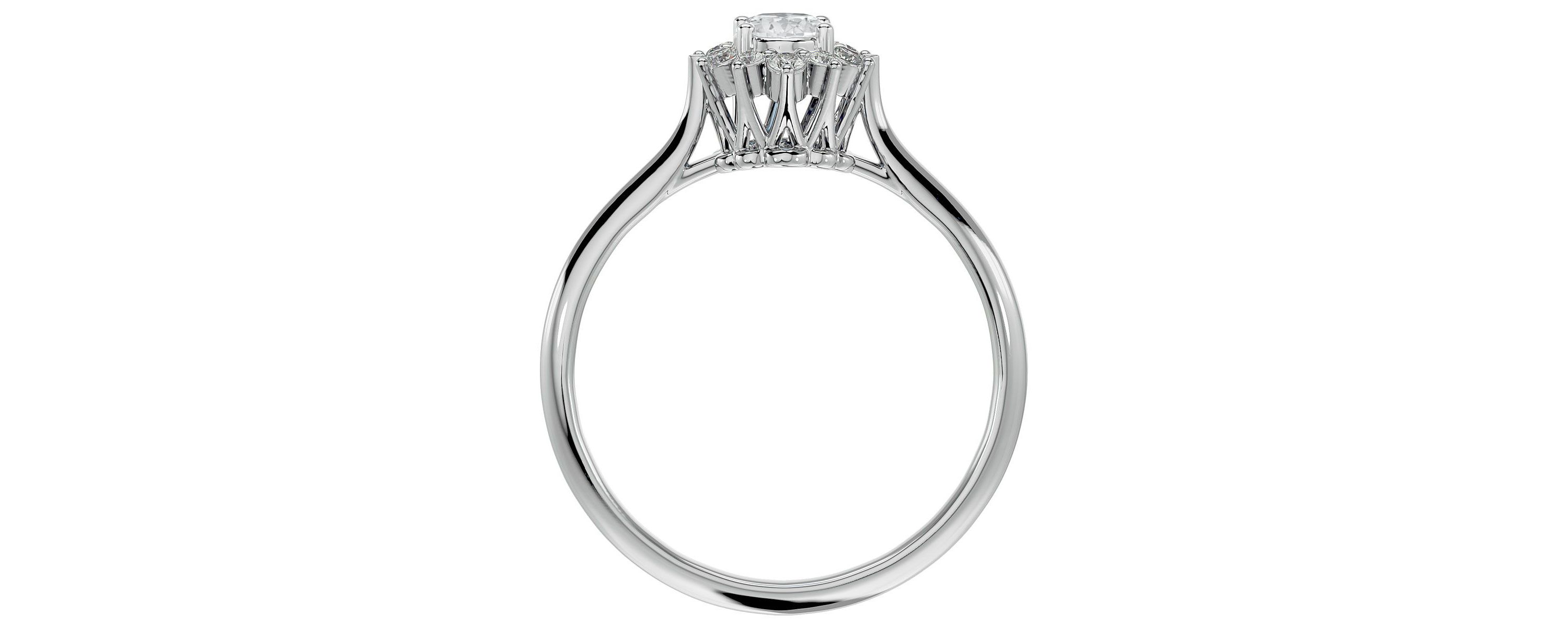 Lab Created 2/3 ct. t.w. Oval Shape Moissanite and Halo Diamond Ring In Sterling Silver