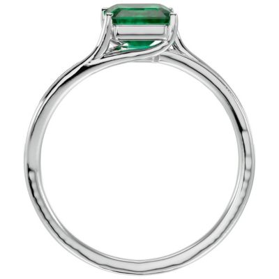 Lab Created 1 3/4 Carat Emerald Shape and Diamond Ring Sterling Silver