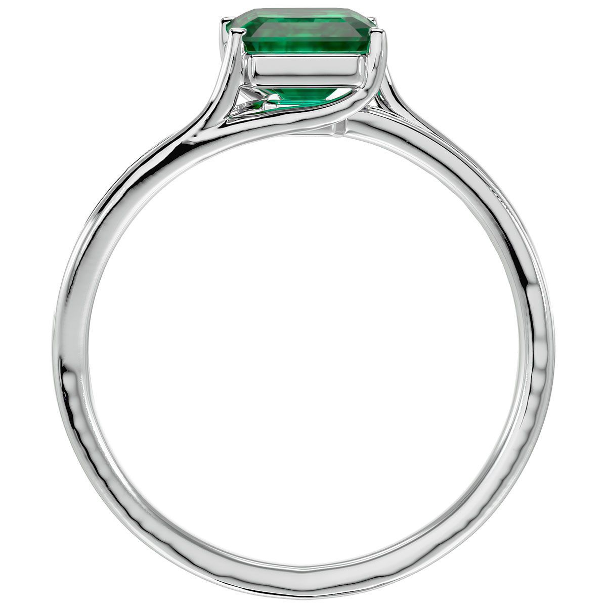 Lab Created 1 3/4 Carat Emerald Shape Created Emerald and Diamond Ring In Sterling Silver