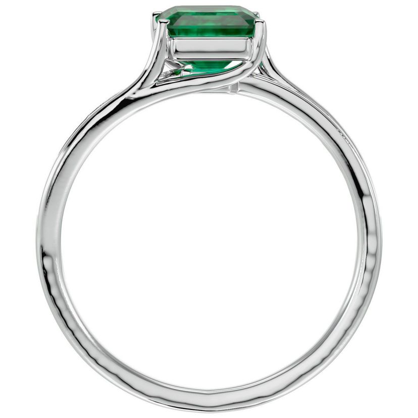 Lab Created 1 3/4 Carat Emerald Shape Created Emerald and Diamond Ring In Sterling Silver