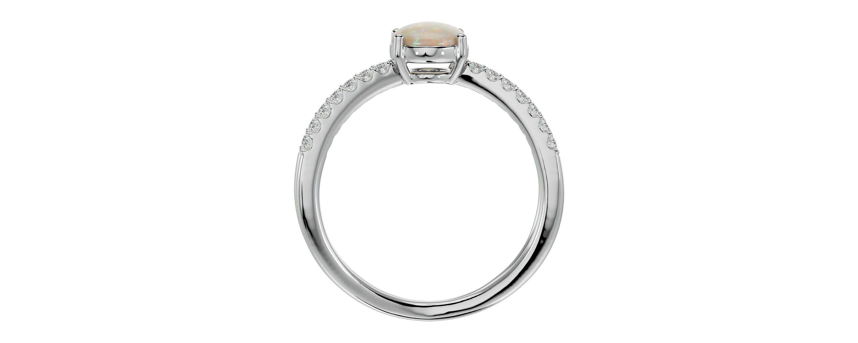 Lab Created 1 1/2 ct. t.w. Oval Shape Created Opal and Halo Diamond Ring In Sterling Silver