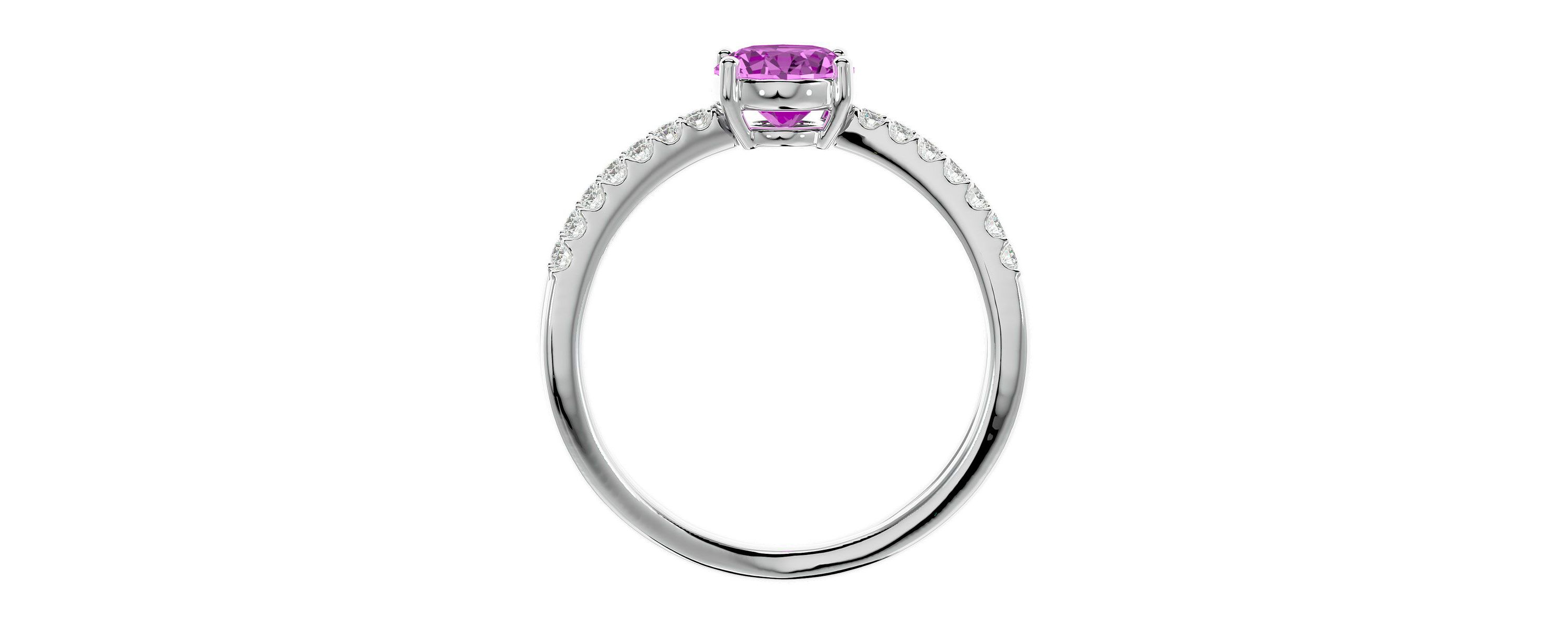 Lab Created 1 1/2 ct. t.w. Oval Shape Created Pink Sapphire and Halo Diamond Ring In Sterling Silver