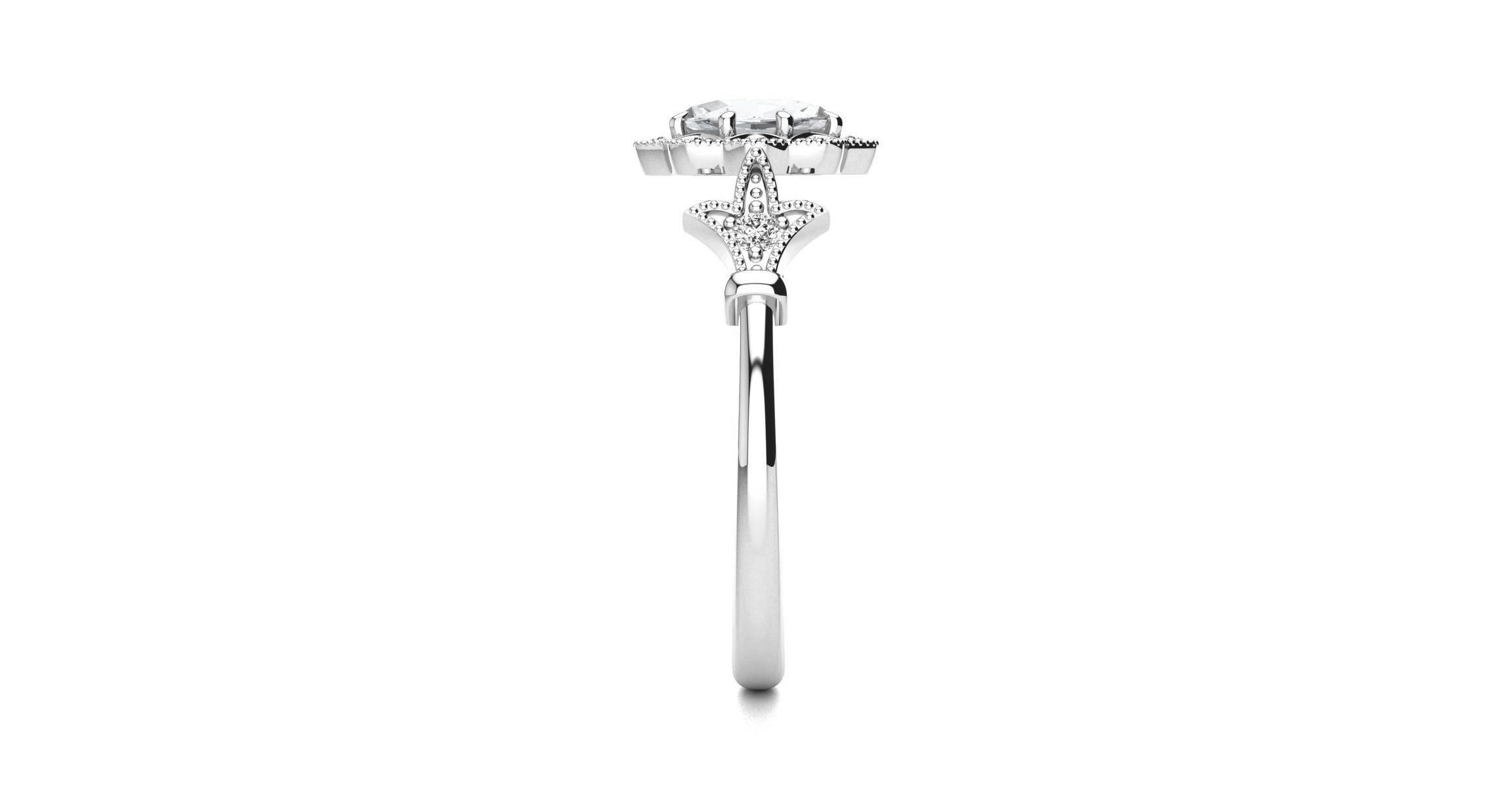 Lab Created 1 ct. t.w. Oval Shape Moissanite and Halo Diamond Ring In Sterling Silver