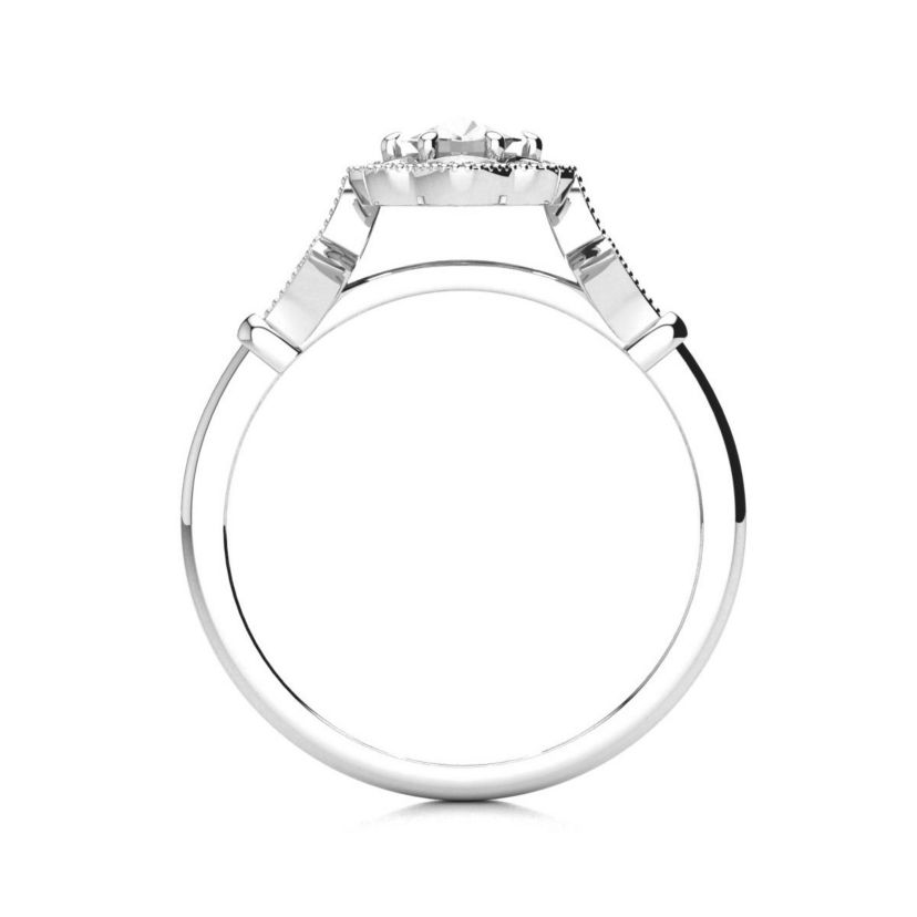 Lab Created 1 ct. t.w. Oval Shape Moissanite and Halo Diamond Ring In Sterling Silver