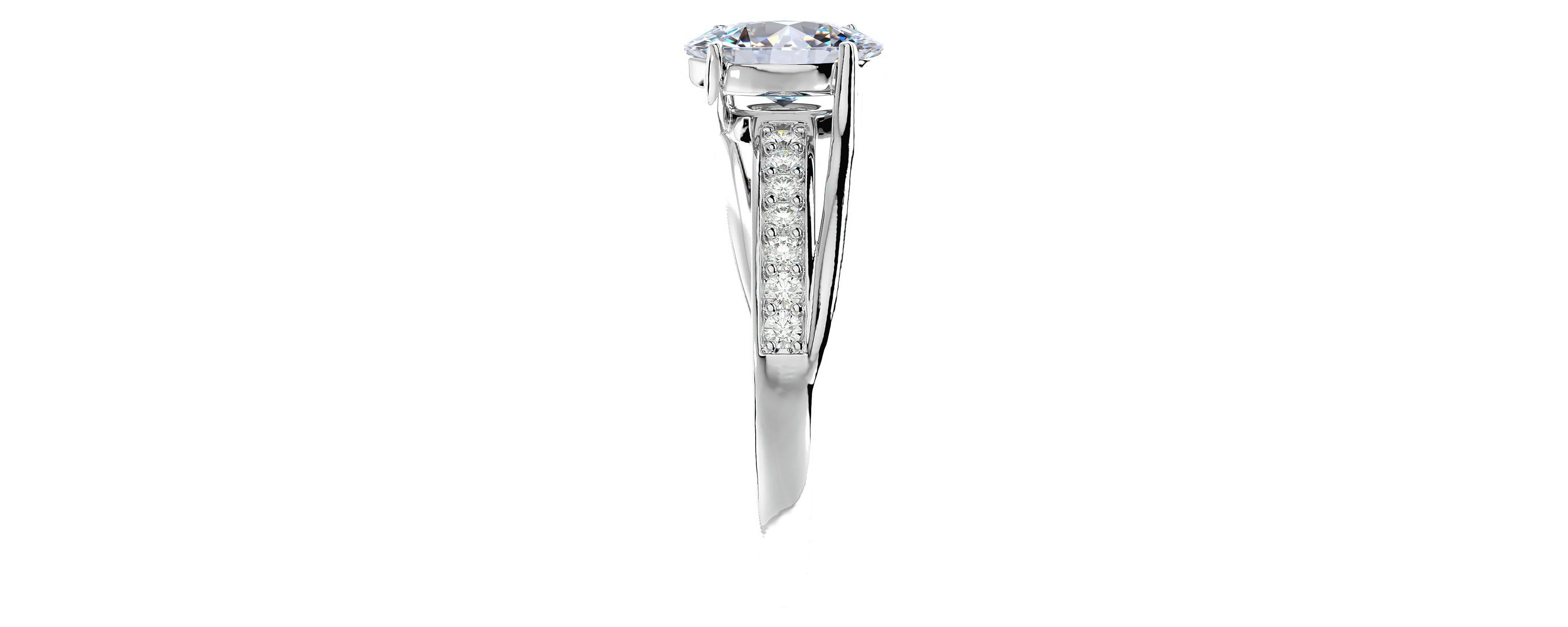 Lab Created 1 1/2 Carat Oval Shape Moissanite and Diamond Ring In Sterling Silver