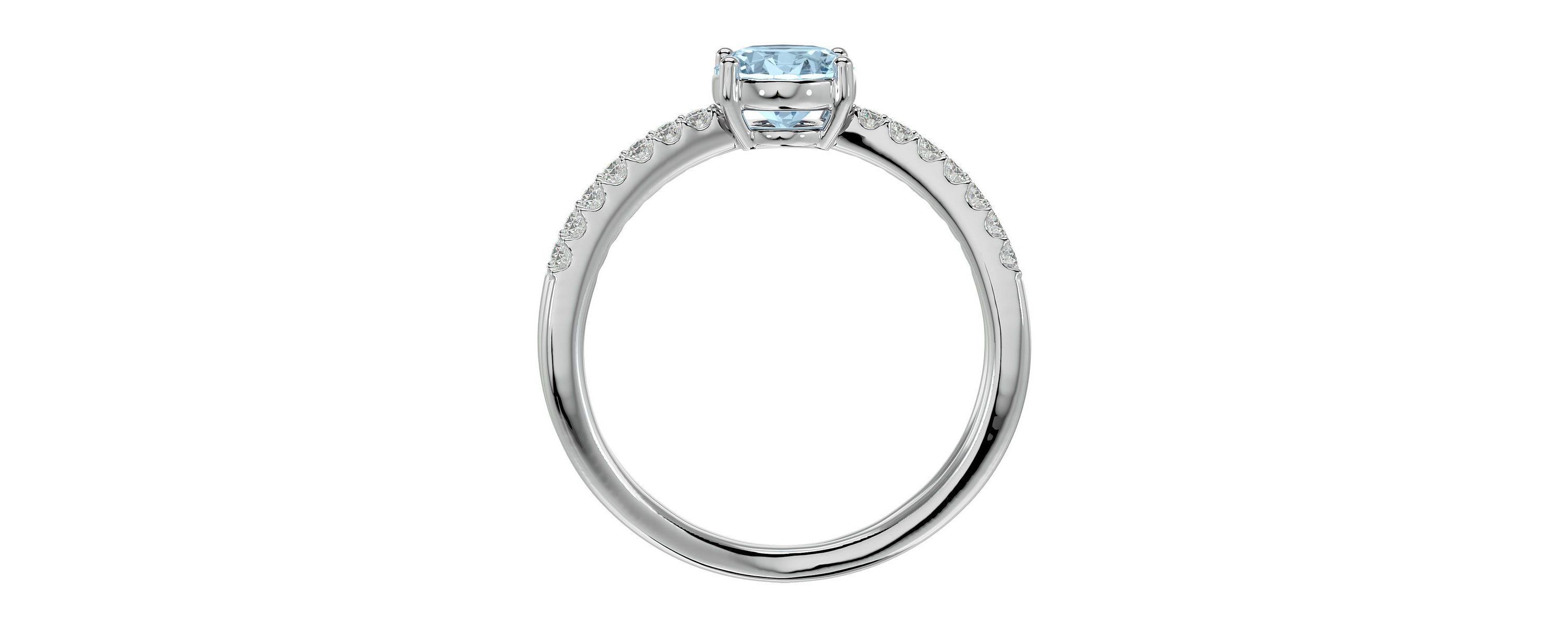 1 1/2 ct. t.w. Oval Shape Aquamarine and Halo Diamond Ring In Sterling Silver