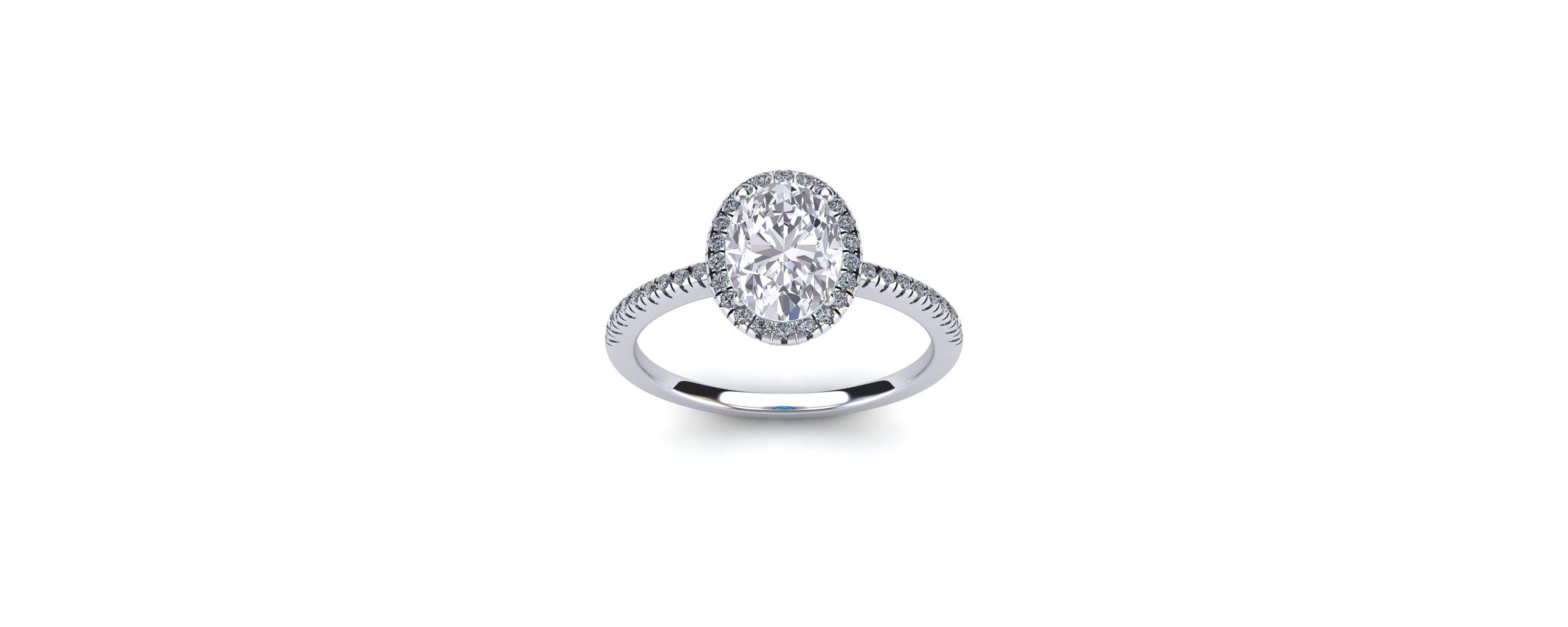 Lab Created 1 1/2 ct. t.w. Oval Shape Moissanite and Halo Diamond Ring In Sterling Silver