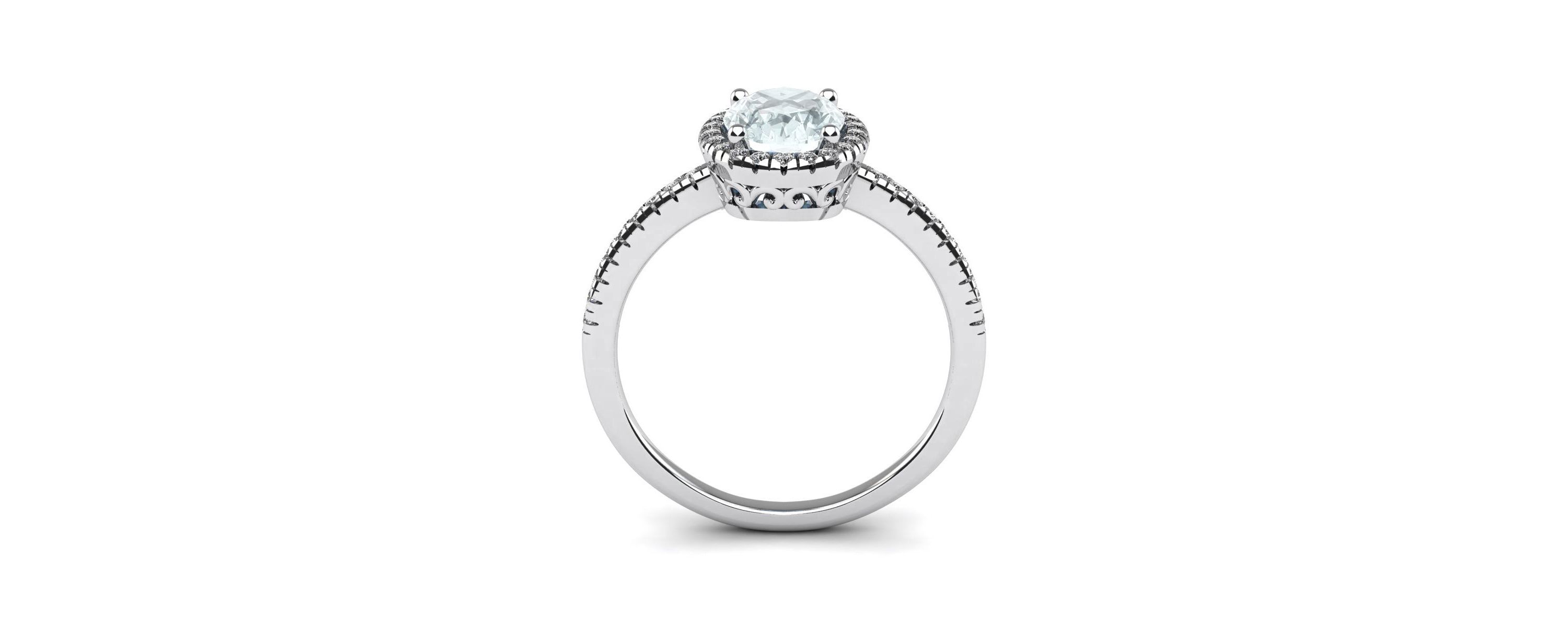Lab Created 1 1/2 ct. t.w. Oval Shape Moissanite and Halo Diamond Ring In Sterling Silver