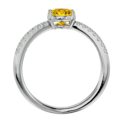 1 1/2 Carat Oval Shape Citrine and Halo Diamond Ring Sterling Silver