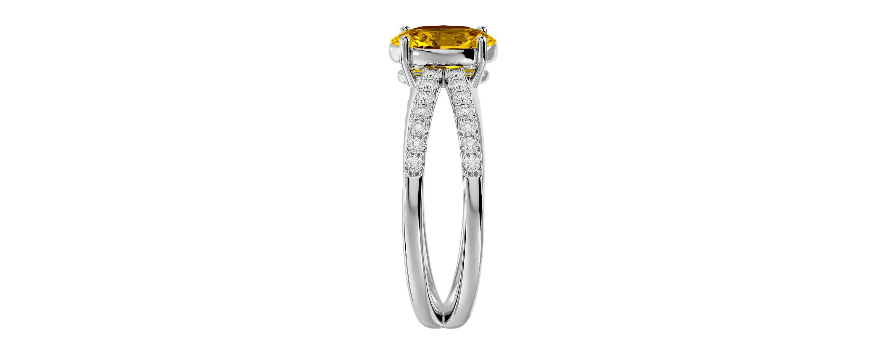 1 1/2 ct. t.w. Oval Shape Citrine and Halo Diamond Ring In Sterling Silver