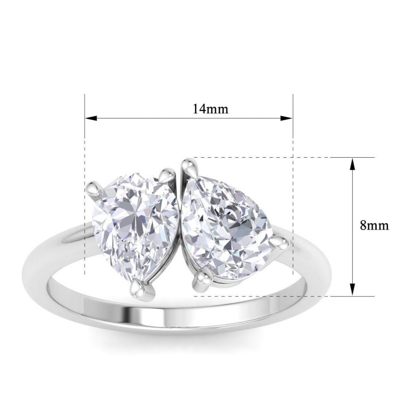 Lab Created 2 ct. t.w. Lab Grown Diamond Toi Et Moi Ring, Pear-Pear, In 14K Gold
