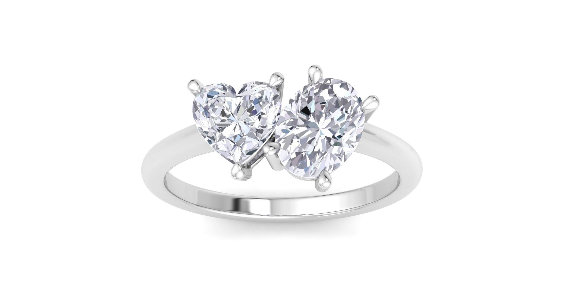 Lab Created 2 ct. t.w. Lab Grown Diamond Toi Et Moi Ring, Heart-Oval, In 14K Gold