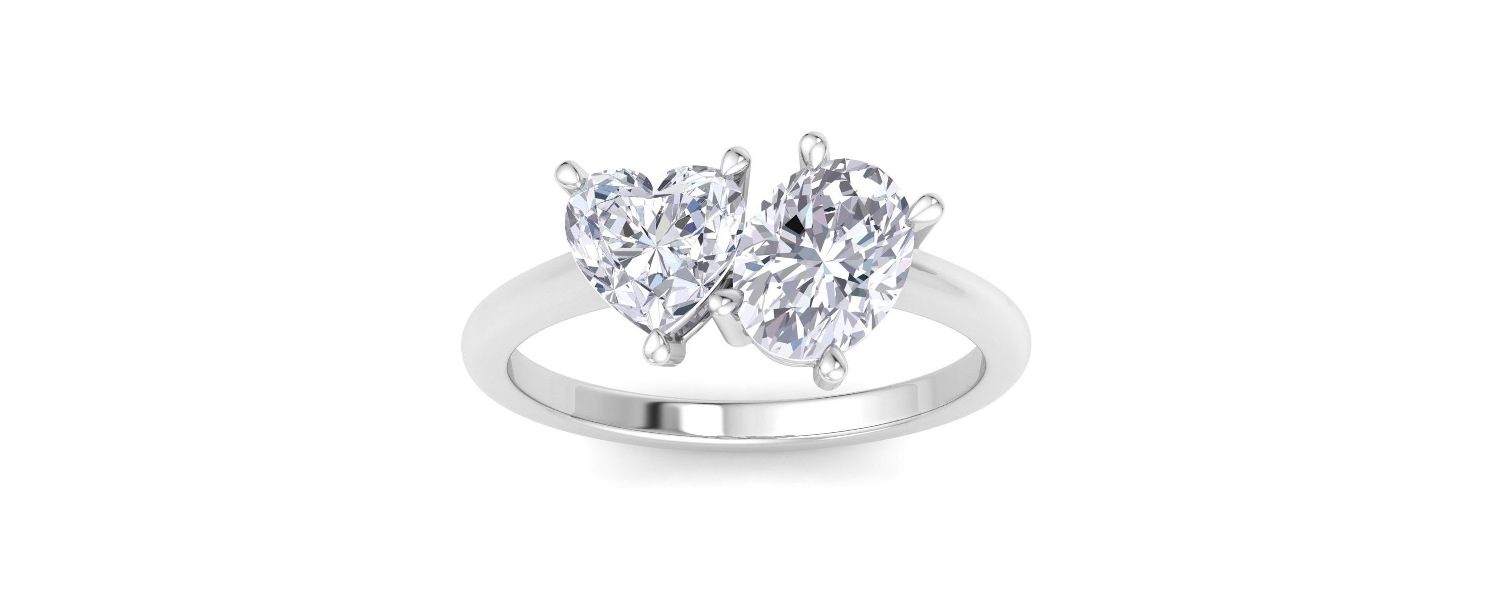 Lab Created 2 ct. t.w. Lab Grown Diamond Toi Et Moi Ring, Heart-Oval, In 14K Gold