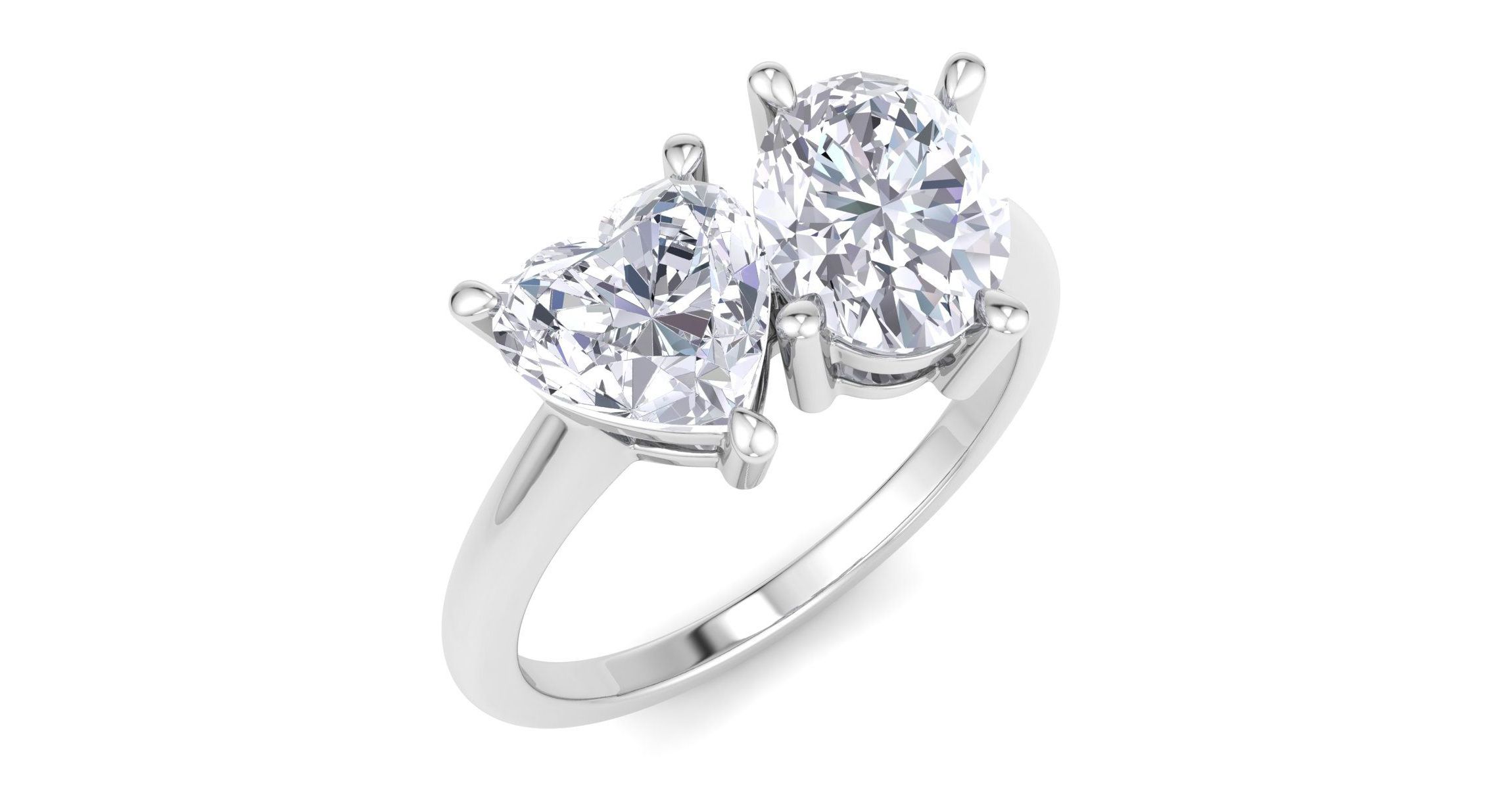 Lab Created 2 ct. t.w. Lab Grown Diamond Toi Et Moi Ring, Heart-Oval, In 14K Gold