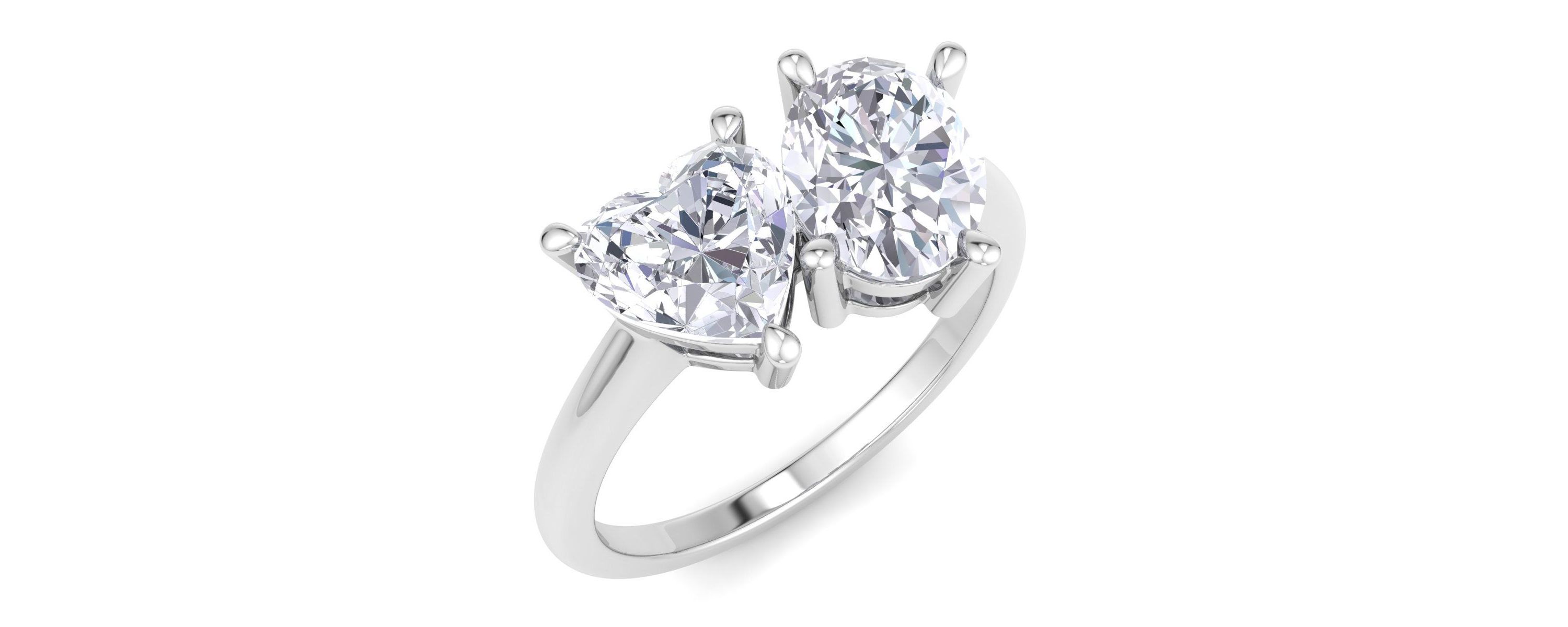 Lab Created 2 ct. t.w. Lab Grown Diamond Toi Et Moi Ring, Heart-Oval, In 14K Gold