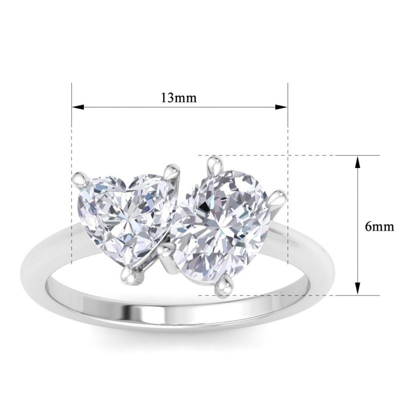 Lab Created 2 ct. t.w. Lab Grown Diamond Toi Et Moi Ring, Heart-Oval, In 14K Gold