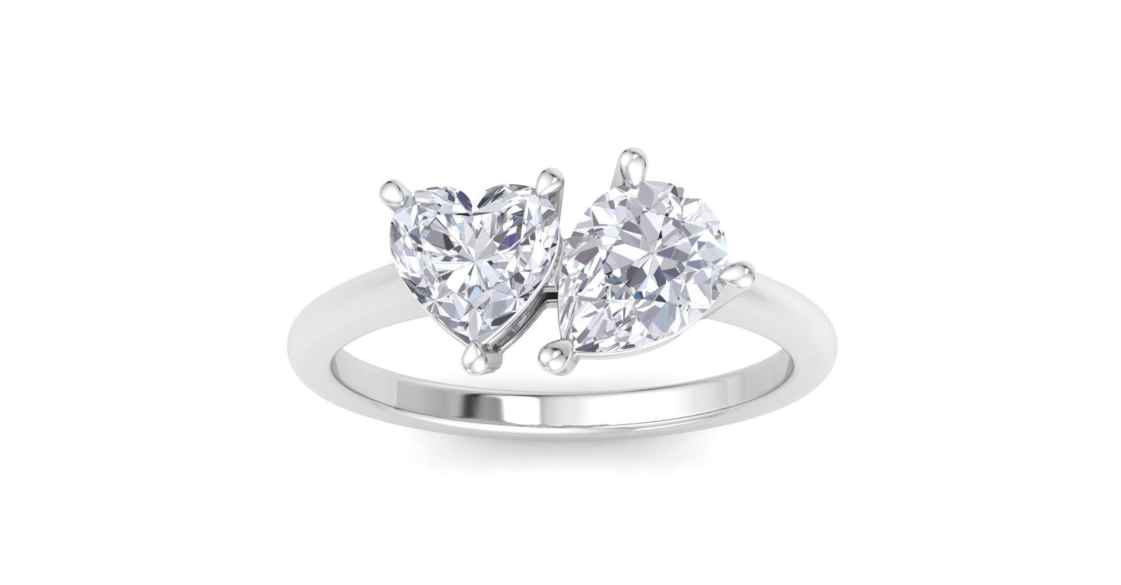 Lab Created 2 ct. t.w. Lab Grown Diamond Toi Et Moi Ring, Heart-Pear, In 14K Gold